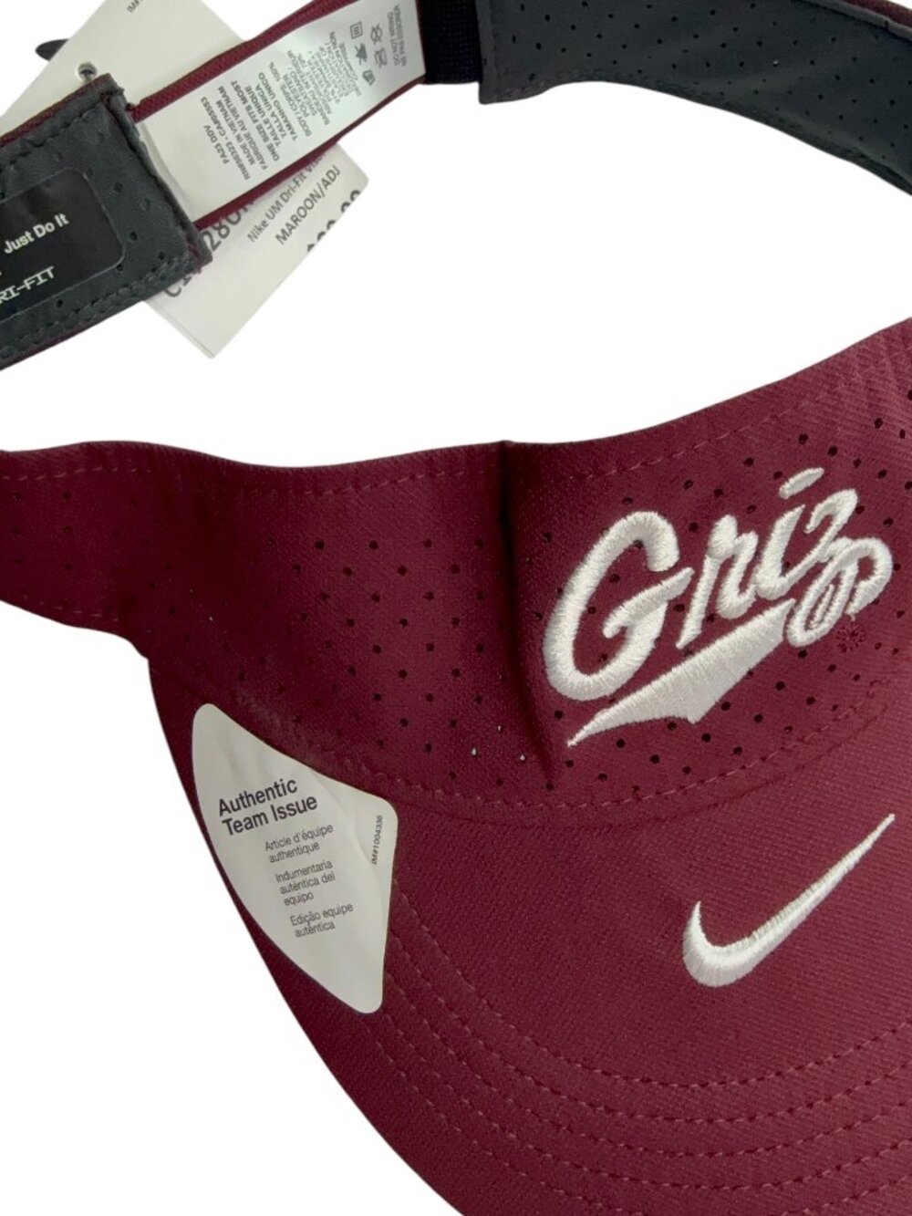 New NWT NIKE University of Montana Grizzlies Visor Maroon Red White Embroidered